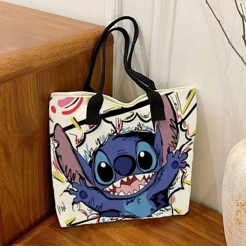 ποΈπ Disney Stitch Beach Tote Bag β Lightweight Canvas Zipper Bag for Vacation, Travel & Daily Use FAIRY KIDS