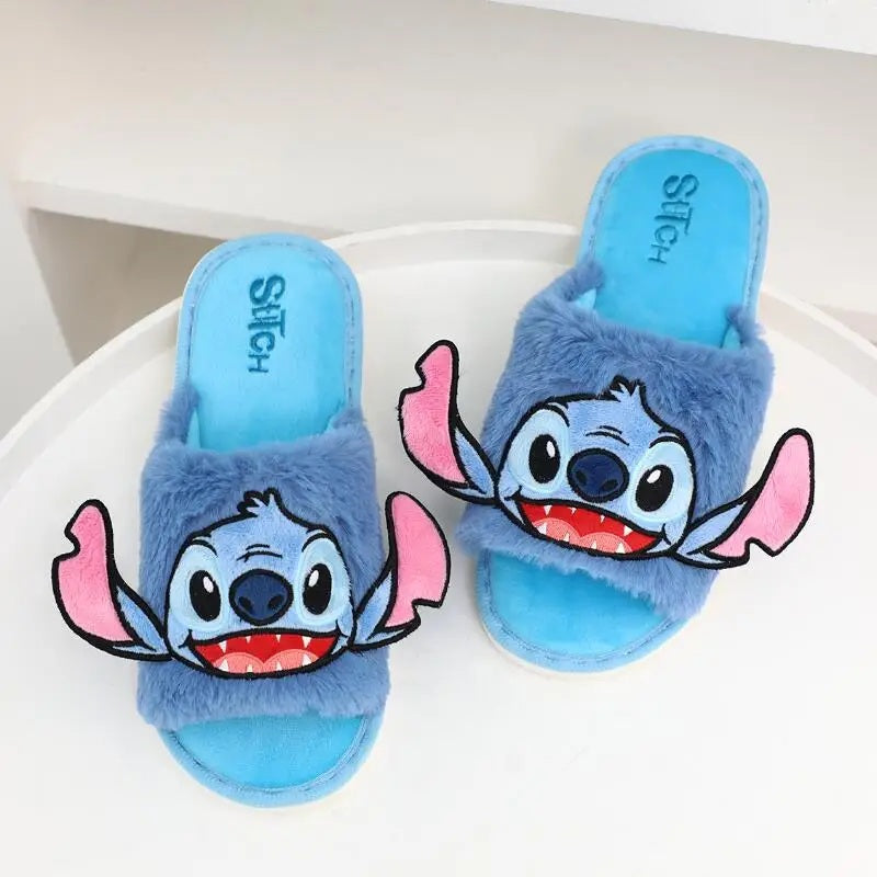 🥿💙 Stitch Women’s Plush Winter Slippers – Warm Fluffy Cozy Cartoon Indoor House Shoes FAIRY KIDS
