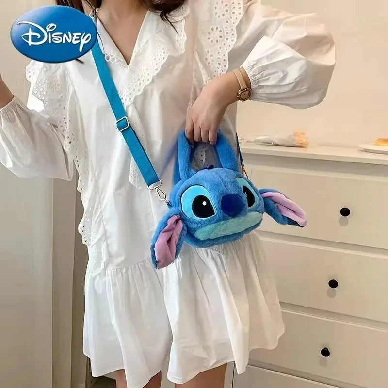 ๐๐ Disney 2026 New Cartoon Plush Doll Shoulder Bag โ Sweet & Cute Stitch Strawberry Bear Soft Girls Handbag FAIRY KIDS