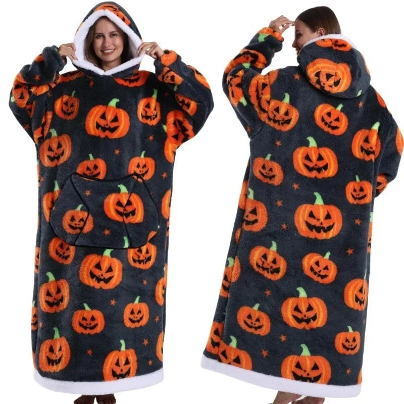 💖Warm Winter Hoodie Blanket | Couple Style Christmas Theme | Long Thermal Sleepwear for Men & Women | Cozy Home Comfort Fairy.kid