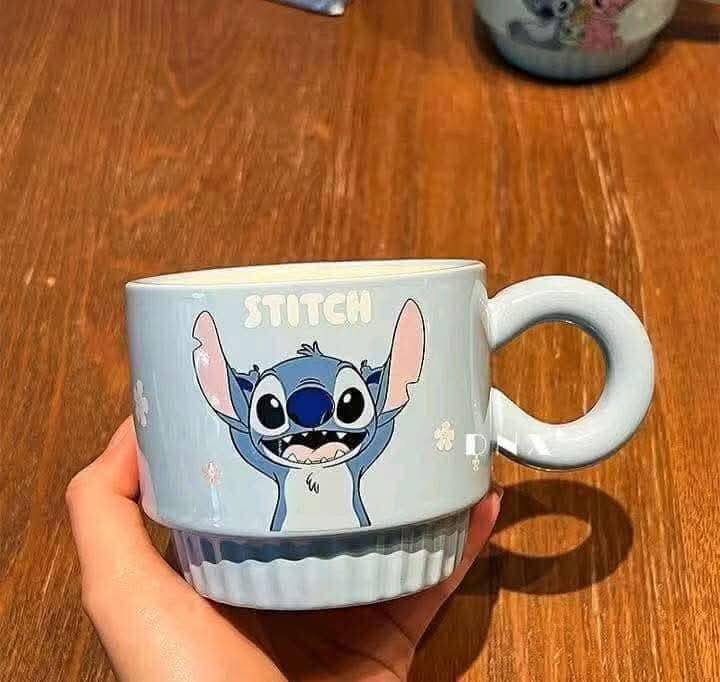 βπ Stitch Stacking Ceramic Cup β Cute Cartoon Household Mug Gift for Coffee & Tea Lovers FAIRY KIDS