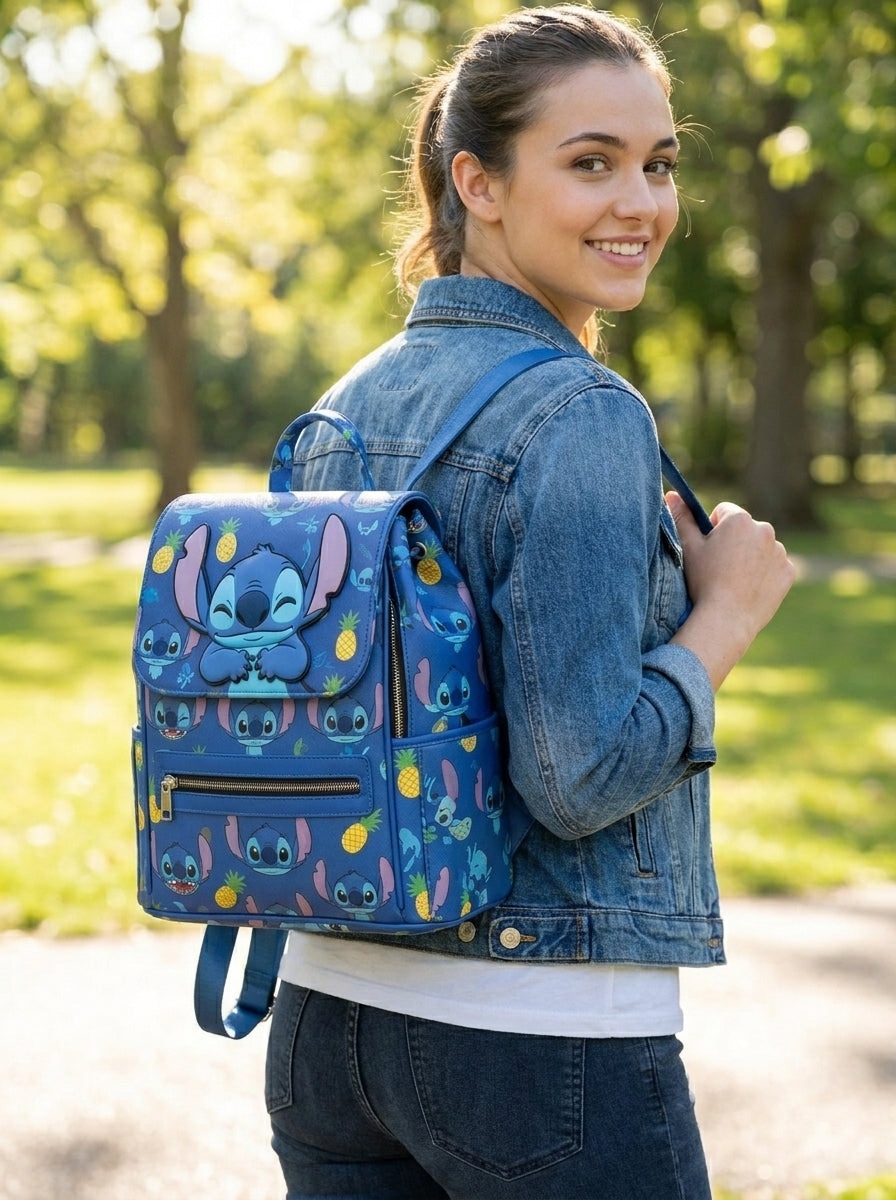 🎒💙 Disney New CartoonStitch Plush Children’s School Bag – Kindergarten Cute Color Block Mini Backpack