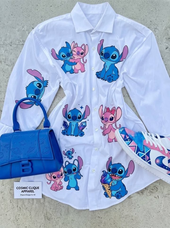 ππ Stitch Shirt β Cute Cartoon Casual Button-Up Shirt for Men & Women