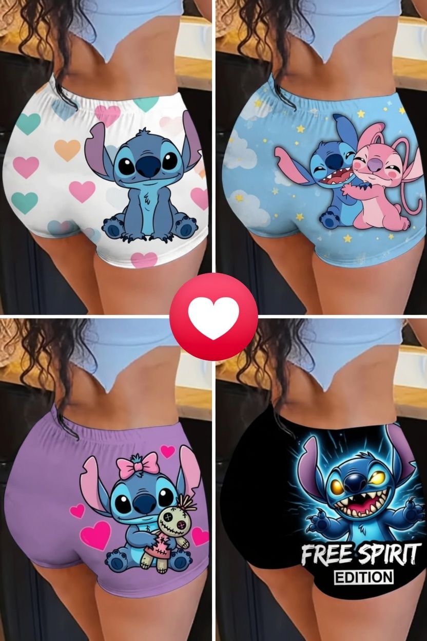 🩳💙 Stitch Women’s Shorts – Cute Cartoon Casual Summer Shorts for Ladies