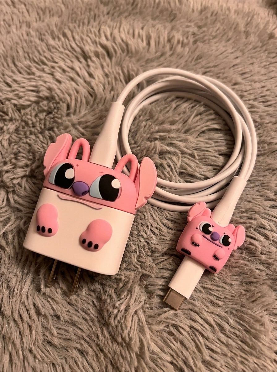 π±β‘π Stitch Motorola Phone Case & Type-C Charger Set β Cute Cartoon Protective Bundle