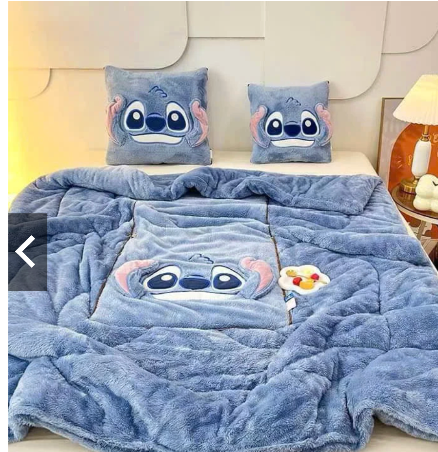 ποΈπ Stitch Warm & Thick 2-in-1 Blanket β Cozy Plush Bed Blanket & Pillow for Winter