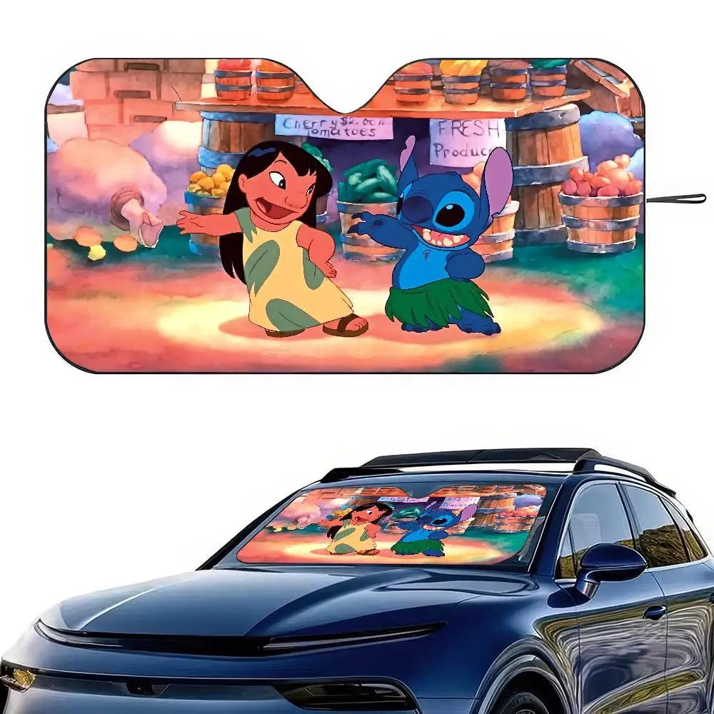☀️🚗 Stitch Cute Windshield Sunshade – Anime Car Front Windshield 70x130cm Sun Visor Heat Reflector FAIRY KIDS