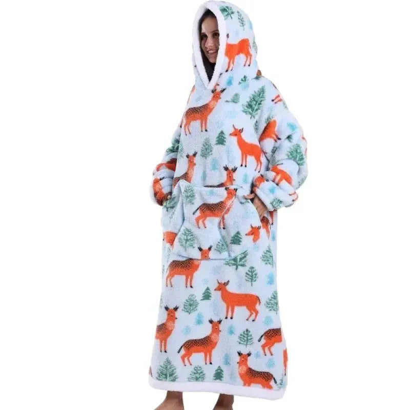 💖Warm Winter Hoodie Blanket | Couple Style Christmas Theme | Long Thermal Sleepwear for Men & Women | Cozy Home Comfort Fairy.kid