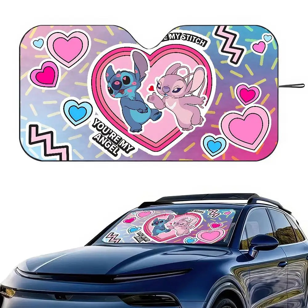 ☀️🚗 Stitch Cute Windshield Sunshade – Anime Car Front Windshield 70x130cm Sun Visor Heat Reflector FAIRY KIDS