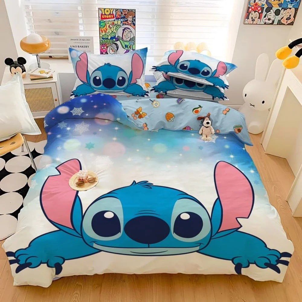 🛏️💙 Stitch Bedding Set – Cartoon Duvet Cover & Pillowcase Set for Kids & Adults Bedroom Decor FAIRY KIDS