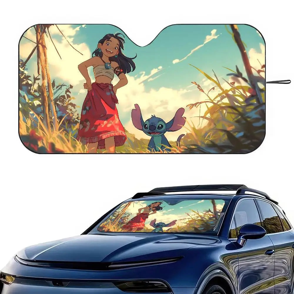 ☀️🚗 Stitch Cute Windshield Sunshade – Anime Car Front Windshield 70x130cm Sun Visor Heat Reflector FAIRY KIDS