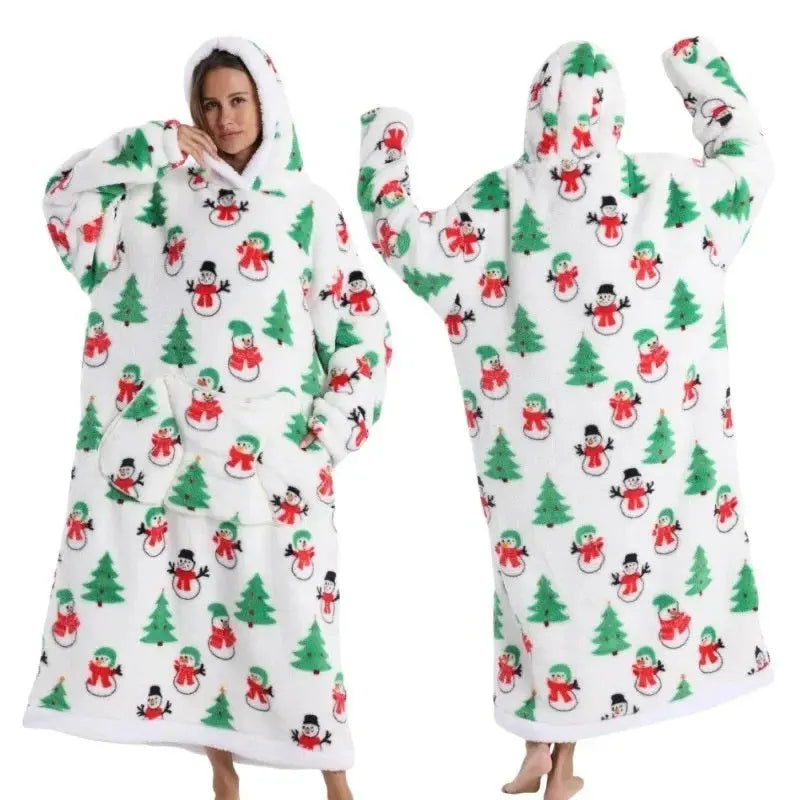 💖Warm Winter Hoodie Blanket | Couple Style Christmas Theme | Long Thermal Sleepwear for Men & Women | Cozy Home Comfort Fairy.kid