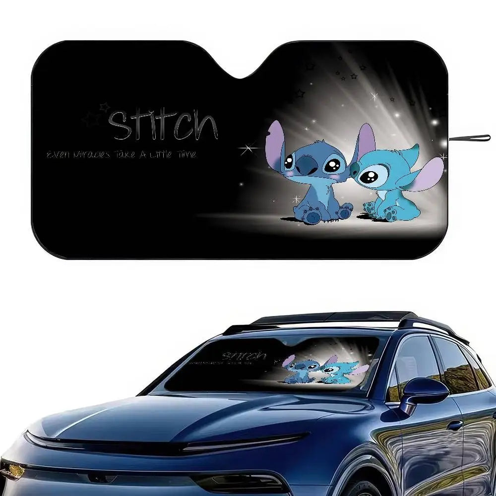 ☀️🚗 Stitch Cute Windshield Sunshade – Anime Car Front Windshield 70x130cm Sun Visor Heat Reflector FAIRY KIDS