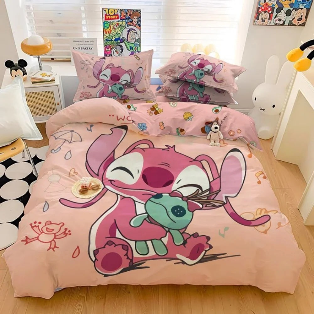 🛏️💙 Stitch Bedding Set – Cartoon Duvet Cover & Pillowcase Set for Kids & Adults Bedroom Decor FAIRY KIDS
