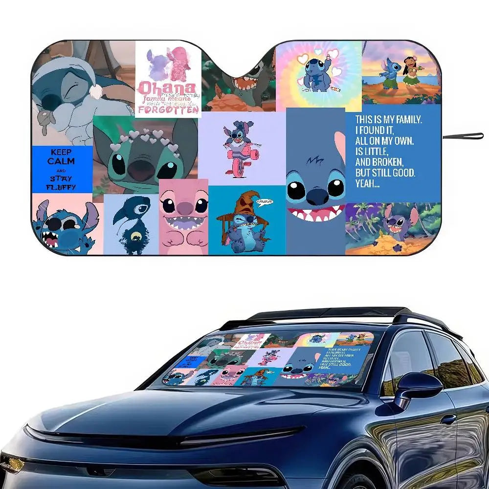 ☀️🚗 Stitch Cute Windshield Sunshade – Anime Car Front Windshield 70x130cm Sun Visor Heat Reflector FAIRY KIDS