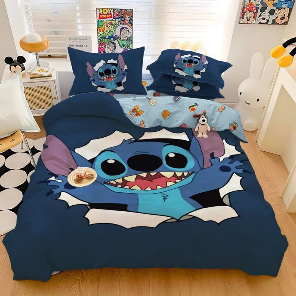 🛏️💙 Stitch Bedding Set – Cartoon Duvet Cover & Pillowcase Set for Kids & Adults Bedroom Decor FAIRY KIDS
