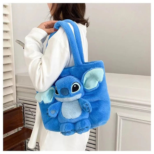 👜🍓 Disney 2026 New Cartoon Plush Doll Shoulder Bag – Sweet & Cute Stitch Strawberry Bear Soft Girls Handbag FAIRY KIDS