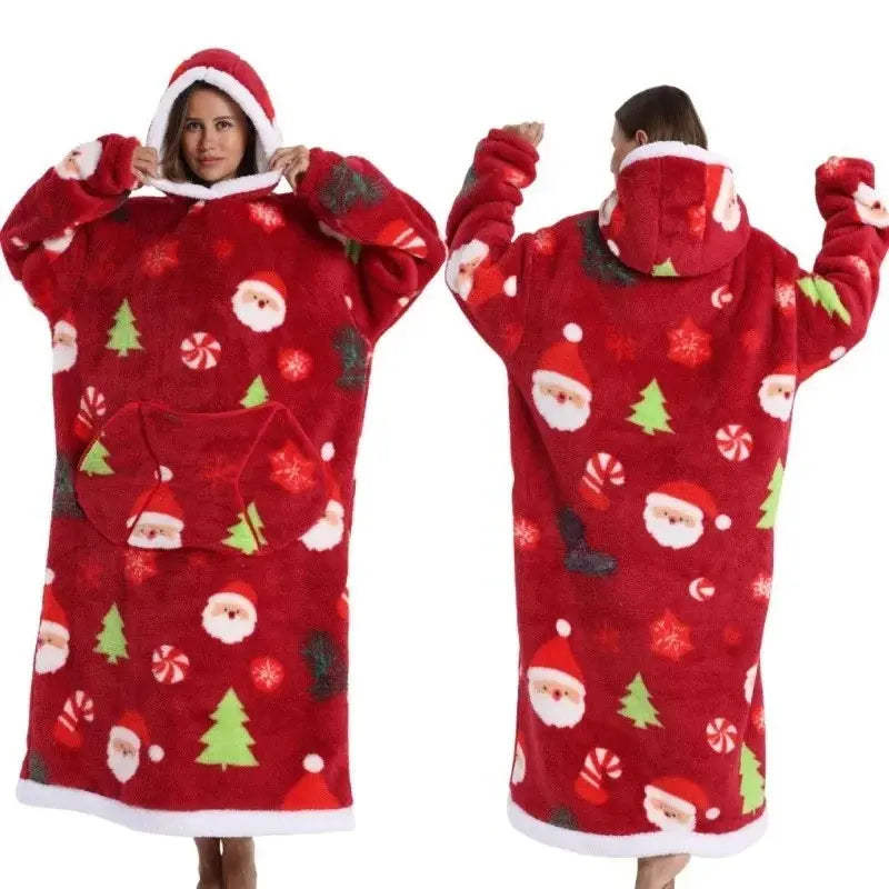 💖Warm Winter Hoodie Blanket | Couple Style Christmas Theme | Long Thermal Sleepwear for Men & Women | Cozy Home Comfort Fairy.kid