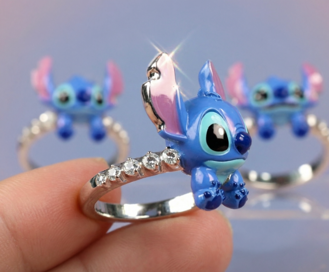 💍💙 Stitch Ring – Cute Cartoon Adjustable Finger Ring for Girls & Fans