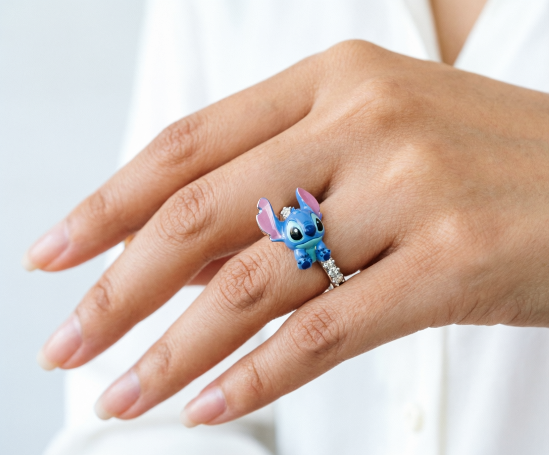 💍💙 Stitch Ring – Cute Cartoon Adjustable Finger Ring for Girls & Fans