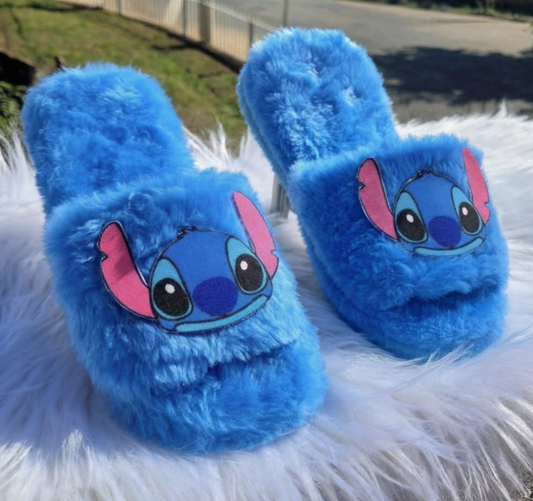 🥿💙 Stitch Slippers – Cute Cartoon Soft Plush Indoor House Shoes for Women