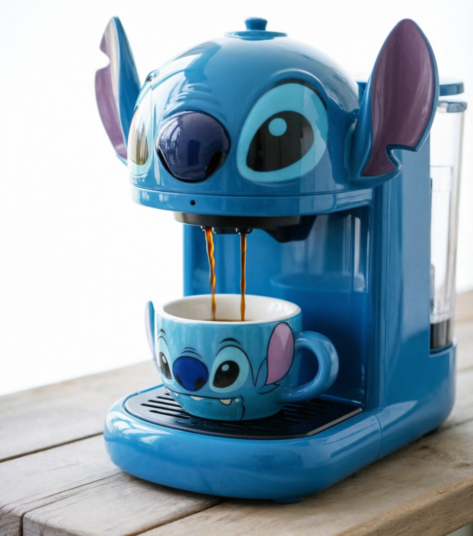 ☕💙 Stitch Coffee Maker – Cute Cartoon Mini Coffee Machine for Home & Office