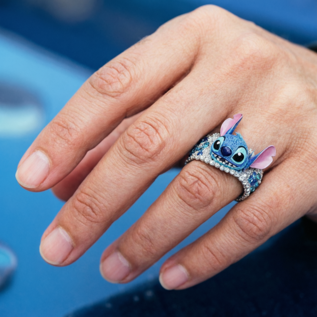💍💙 Set of 2 Stitch Rings – Cute Cartoon Adjustable Couple Rings for Girls & Fans