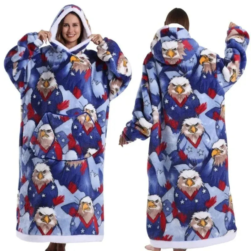 💖Warm Winter Hoodie Blanket | Couple Style Christmas Theme | Long Thermal Sleepwear for Men & Women | Cozy Home Comfort Fairy.kid