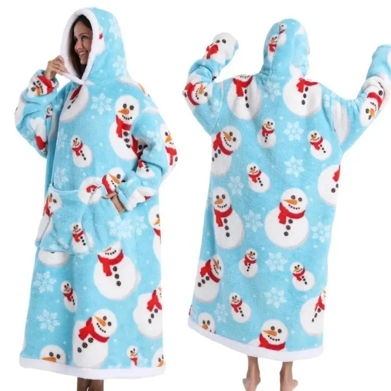 💖Warm Winter Hoodie Blanket | Couple Style Christmas Theme | Long Thermal Sleepwear for Men & Women | Cozy Home Comfort Fairy.kid