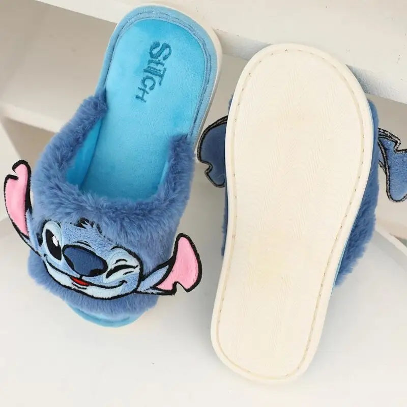 🥿💙 Stitch Women’s Plush Winter Slippers – Warm Fluffy Cozy Cartoon Indoor House Shoes FAIRY KIDS