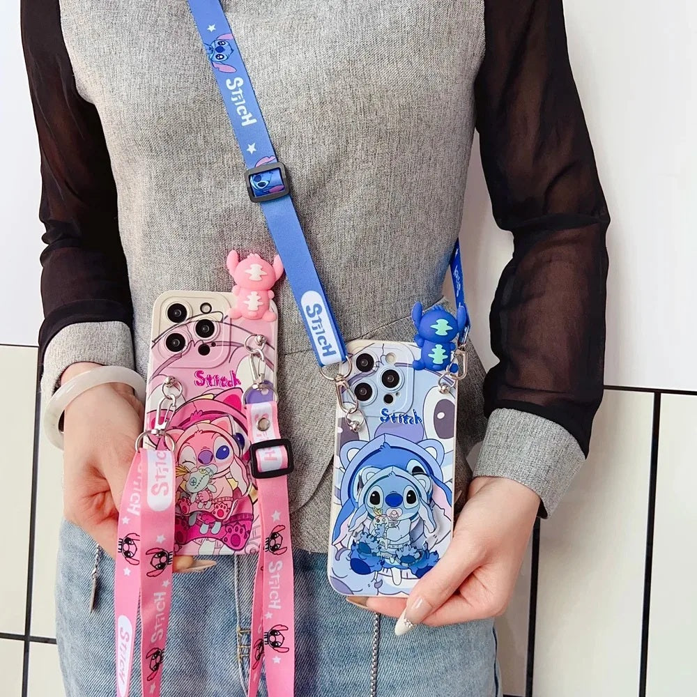 📱💙 Stitch Silicone Phone Case with Grip Holder – Cute Cartoon Shockproof Cover for iPhone FAIRY KIDS