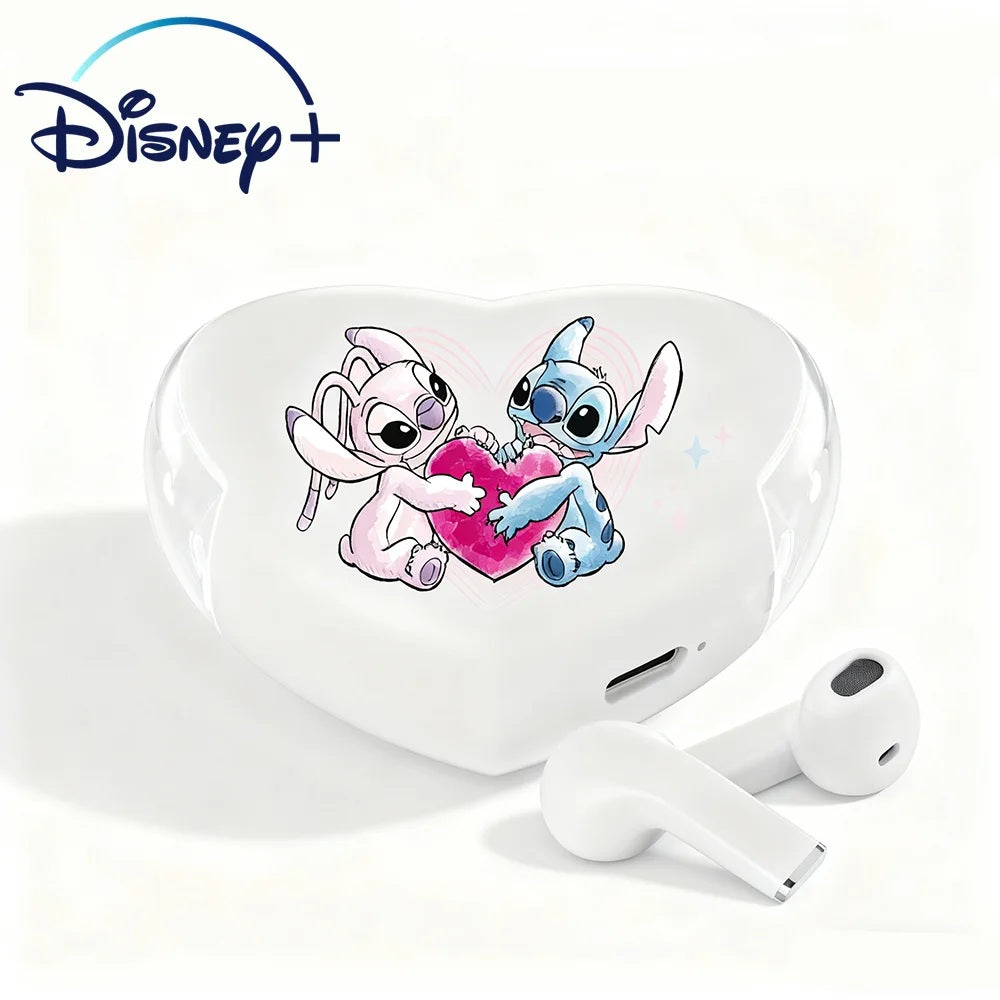 🎧💙 Disney Rotatable Heart-Shaped Headset – Stitch Wireless Bluetooth 5.3 Earbuds FAIRY KIDS