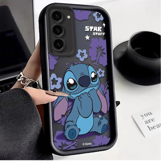📱💙 Stitch Silicone Phone Case with Grip Holder – Cute Cartoon Shockproof Cover for samsung FAIRY KIDS