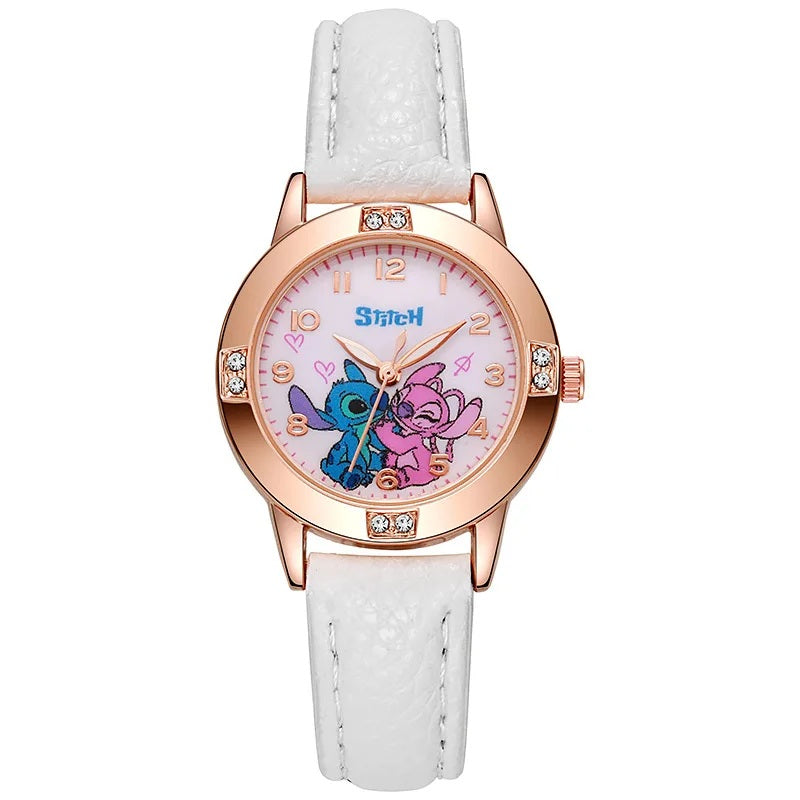 ⌚💙 Stitch Girls Watch – Cute Cartoon Kids Wrist Watch with Leather Strap & Rhinestone Dial FAIRY KIDS