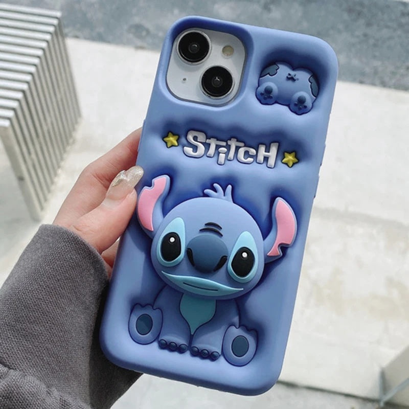 📱💙 Stitch Silicone Phone Case with Grip Holder – Cute Cartoon Shockproof Cover FAIRY KIDS