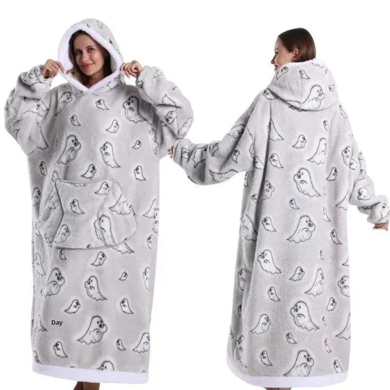 💖Warm Winter Hoodie Blanket | Couple Style Christmas Theme | Long Thermal Sleepwear for Men & Women | Cozy Home Comfort Fairy.kid