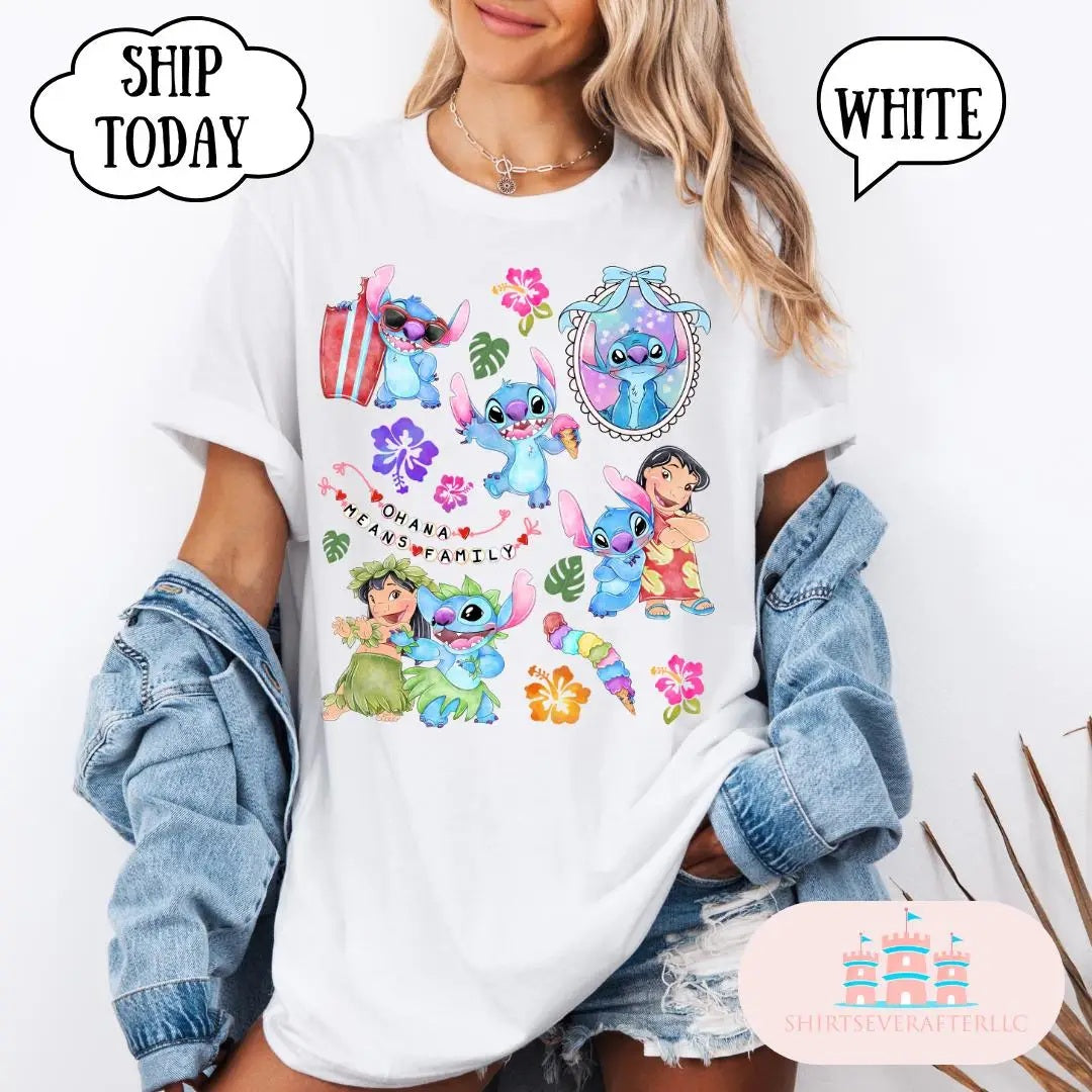 🏄‍♂️💙 Women's Stitch Surfing Graphic T-Shirt – Baby Blue Cotton Casual Tee Cute Summer Daily Wear FAIRY KIDS