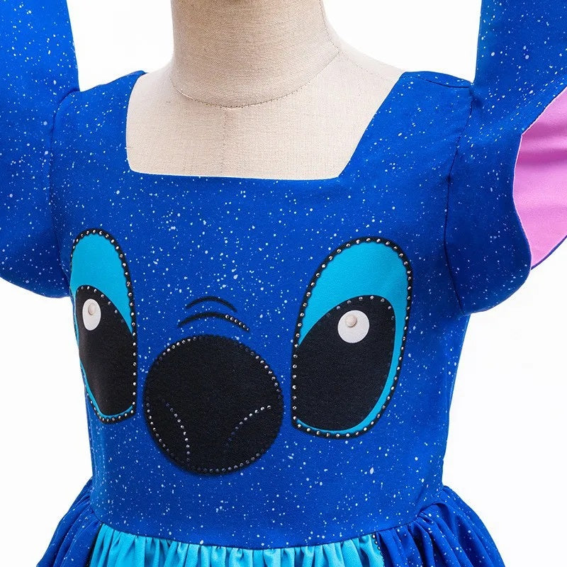 👗🎃 Disney Cute Stitch Dress –Cartoon Lilo and Stitch Movie Cosplay Costume | Girls Halloween Birthday Party Gown FAIRY KIDS