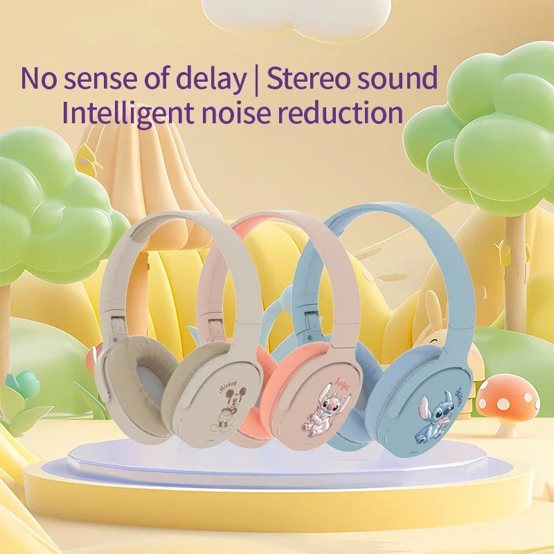🎧💙 Disney Stitch Wireless Bluetooth Headphones – HiFi Stereo Over-Ear Gamer Music Sports Headset FAIRY KIDS