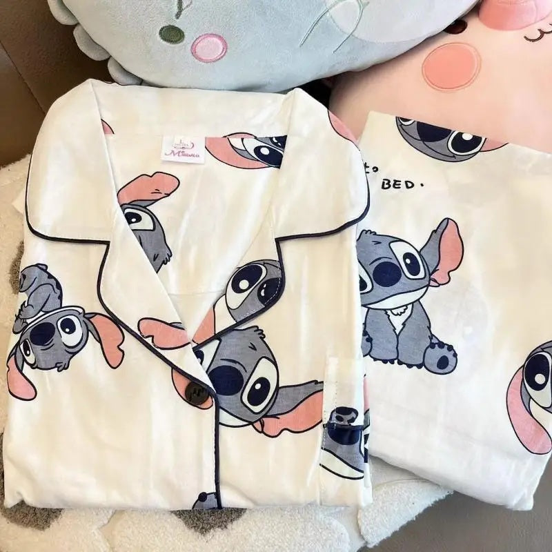 😴🍂 Women’s Casual Two-Piece Sleepwear Set – Cartoon Stitch Long Sleeve Pajama for Spring & Autumn | Cozy Pijama Pyjamas FAIRY KIDS