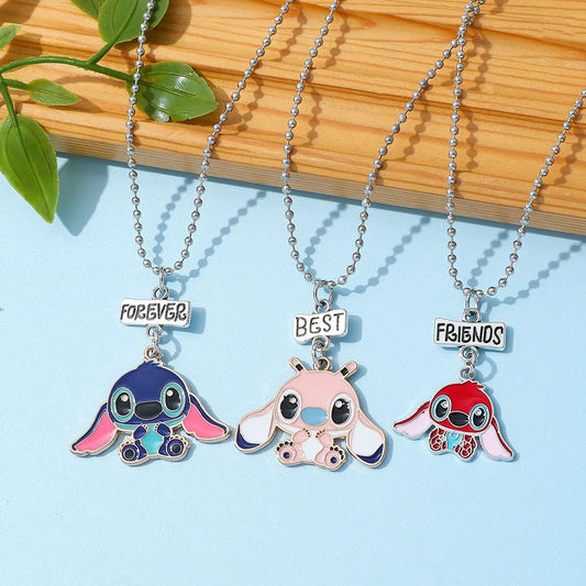 💙✨ 3PCS Stitch Necklace Set – Cute Cartoon Pendant Angel Jewelry Gift for Girls & Fans FAIRY KIDS