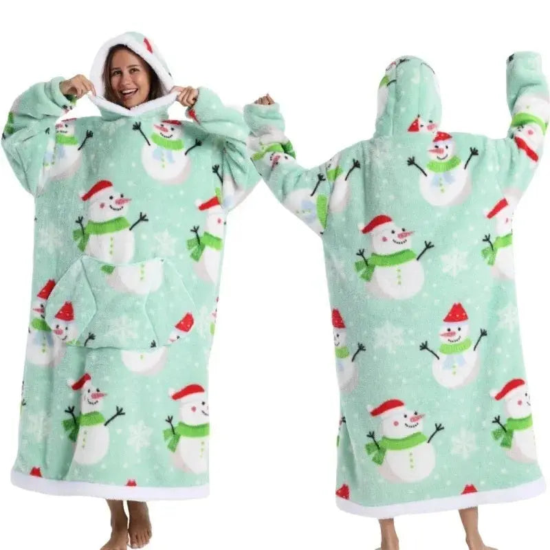 💖Warm Winter Hoodie Blanket | Couple Style Christmas Theme | Long Thermal Sleepwear for Men & Women | Cozy Home Comfort Fairy.kid