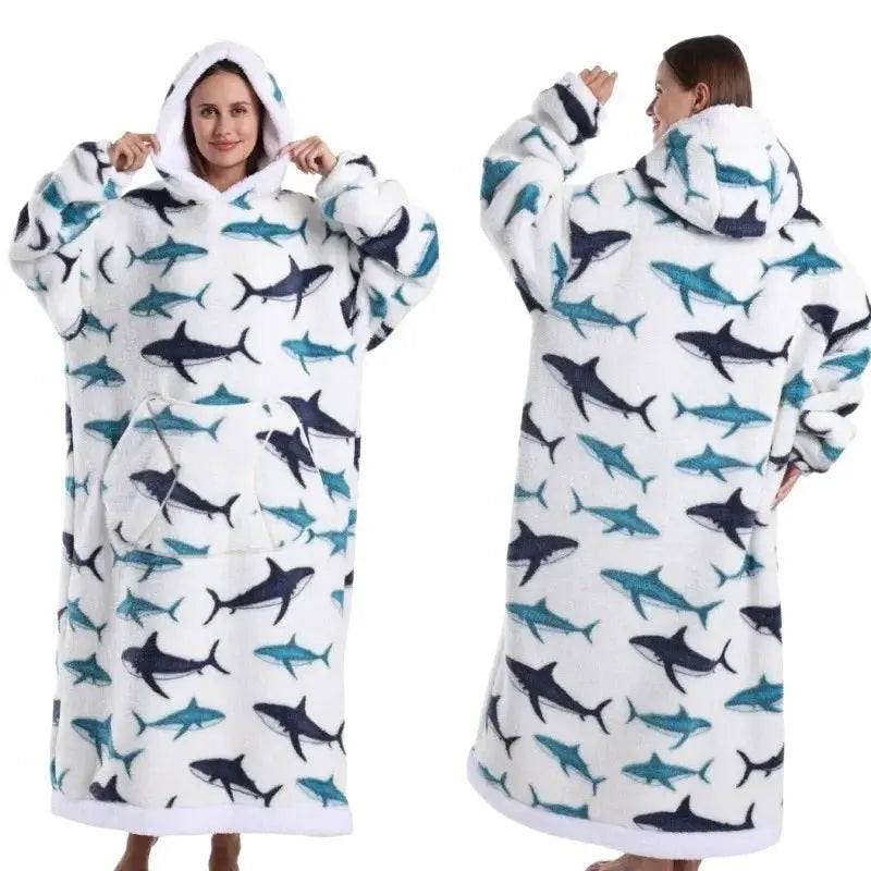 💖Warm Winter Hoodie Blanket | Couple Style Christmas Theme | Long Thermal Sleepwear for Men & Women | Cozy Home Comfort Fairy.kid
