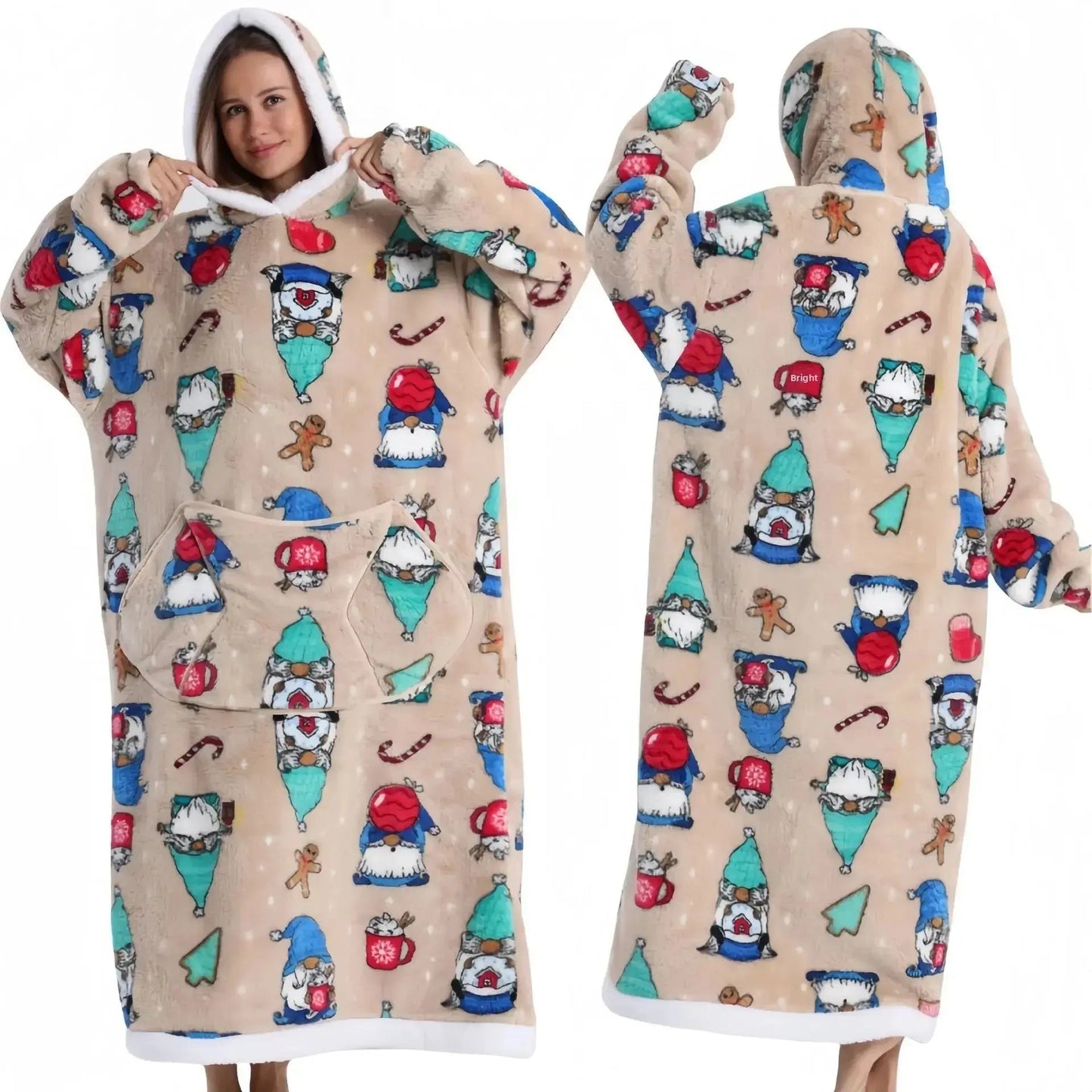 💖Warm Winter Hoodie Blanket | Couple Style Christmas Theme | Long Thermal Sleepwear for Men & Women | Cozy Home Comfort Fairy.kid