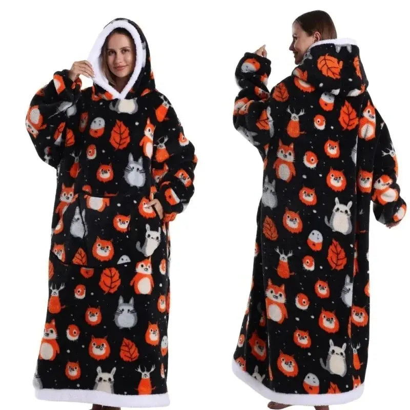 💖Warm Winter Hoodie Blanket | Couple Style Christmas Theme | Long Thermal Sleepwear for Men & Women | Cozy Home Comfort Fairy.kid