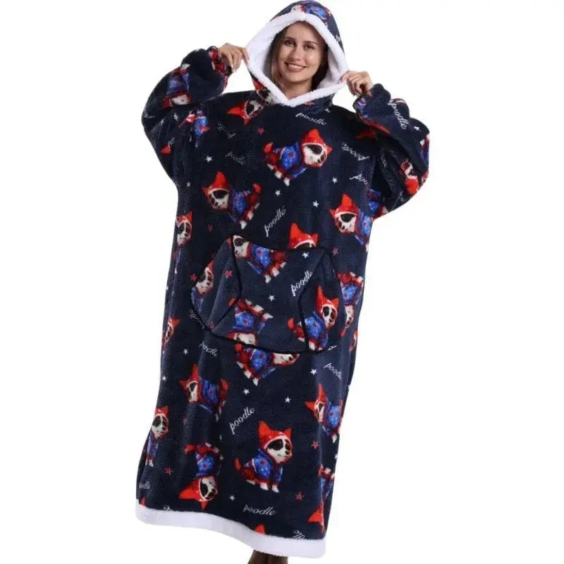💖Warm Winter Hoodie Blanket | Couple Style Christmas Theme | Long Thermal Sleepwear for Men & Women | Cozy Home Comfort Fairy.kid