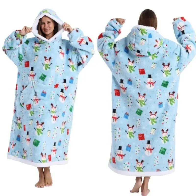 💖Warm Winter Hoodie Blanket | Couple Style Christmas Theme | Long Thermal Sleepwear for Men & Women | Cozy Home Comfort Fairy.kid