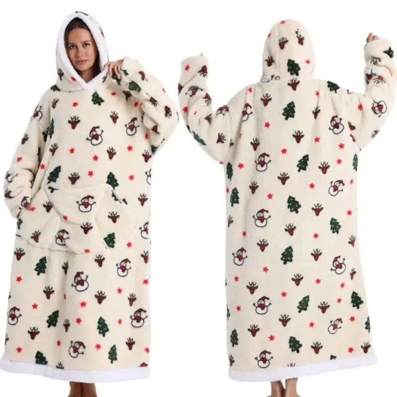 💖Warm Winter Hoodie Blanket | Couple Style Christmas Theme | Long Thermal Sleepwear for Men & Women | Cozy Home Comfort Fairy.kid