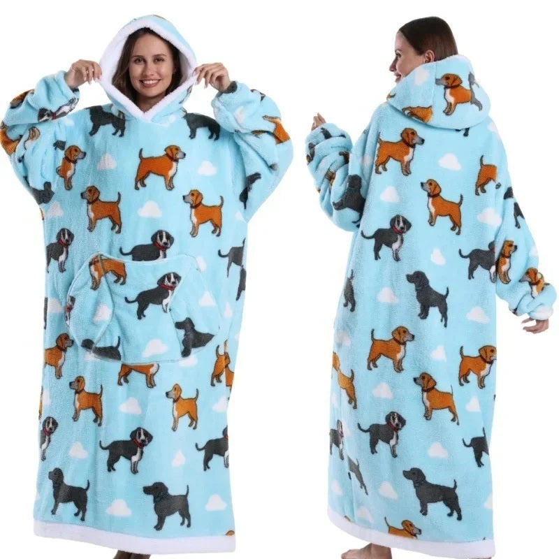 💖Warm Winter Hoodie Blanket | Couple Style Christmas Theme | Long Thermal Sleepwear for Men & Women | Cozy Home Comfort Fairy.kid
