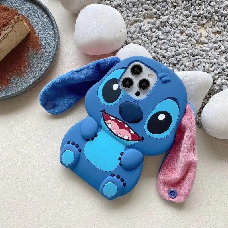 📱💙 Disney Stitch Big Ear Silicone Phone Case for Iphone and samsung – Soft Shockproof Cute Protective Cover FAIRY KIDS